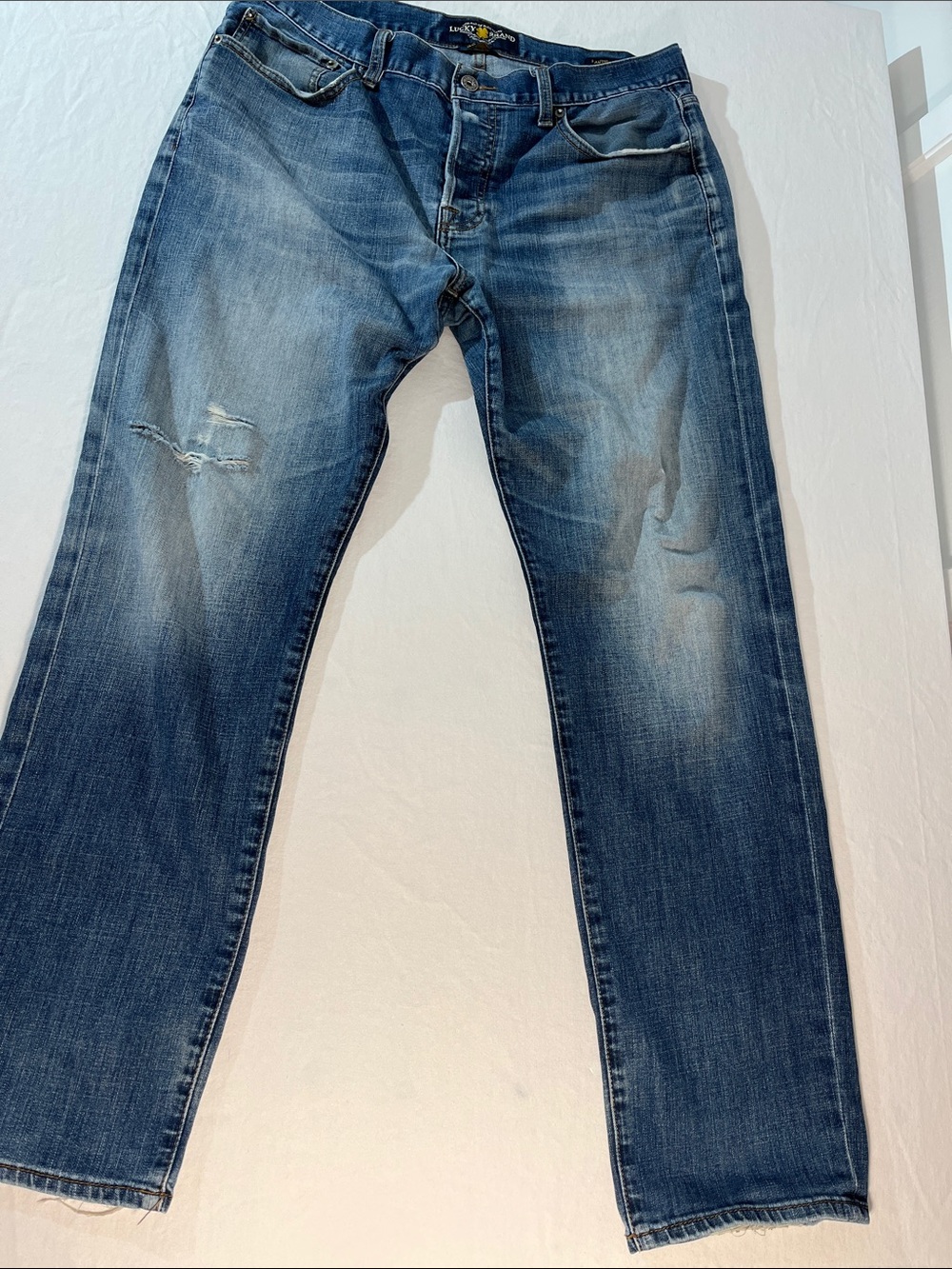 Lucky Brand Men's 1 Authentic Skinny Jeans Distressed Blue
